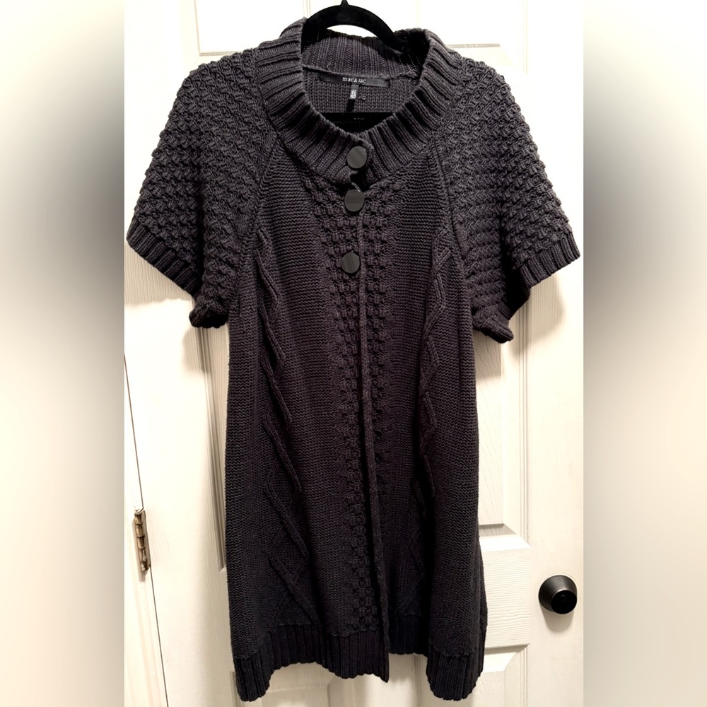 Elegant Black Buttoned Knit Sweater